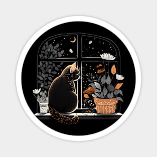 The cat at the window Magnet